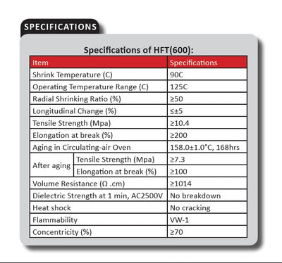 CB-HFT600 Non-Adhesive 2:1 Heat Shrink Tubing – 1/8"– Flat – 250 ft Spool
